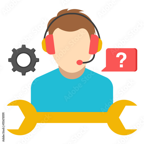 A colored design icon of customer service representative