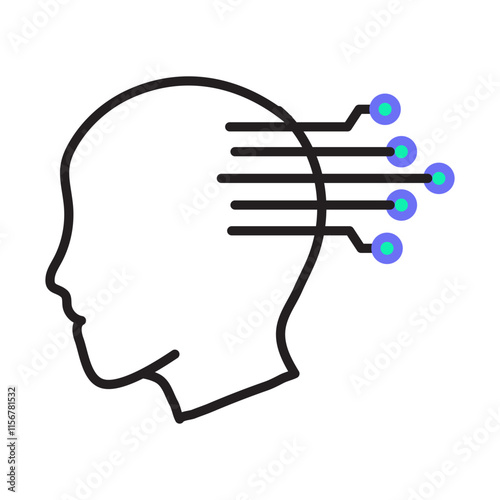 Neural Connections Icon – Brain with Networked AI Nodes for Data Processing