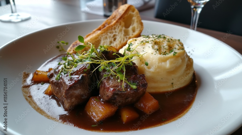 Beef Stew with Mashed Potatoes and Bread Beef Stew with Mashed Potatoes and Bread