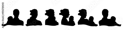 Conceptual human head isolated on white background as abstract avatar as a set or collection banner for social design concept. Human closeup anonymous faces head shot for human character illustration