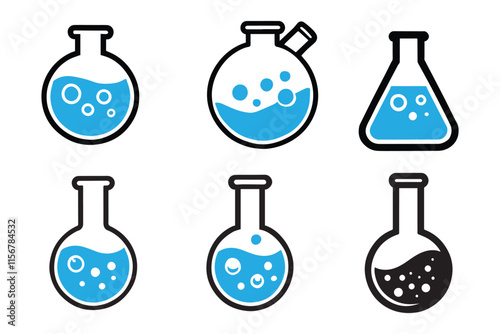 set of bundle chemical flask vector icon collection