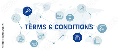 Terms and Conditions rule policy contract agreement with website user design concept with icon
