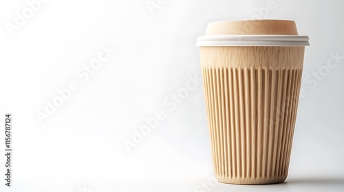 Wallpaper Mural Close-up Photo: Eco-Friendly Coffee Cup Mockup on Bright Background. AI Generated Torontodigital.ca