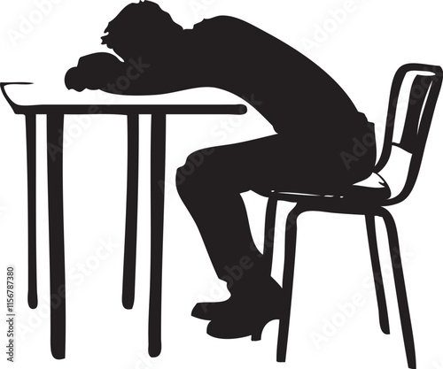 person sitting on chair, sleeping on chair