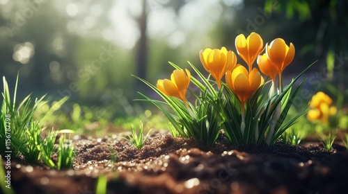 The Yellow Crocus in Bloom
