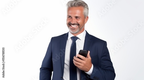 The Smiling Businessman with Smartphone