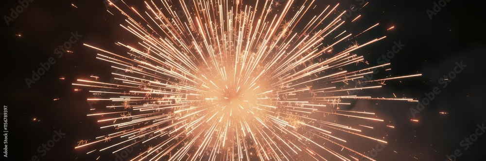 Obraz premium Vibrant firework explosion, radiating light and sparks, bright, festival