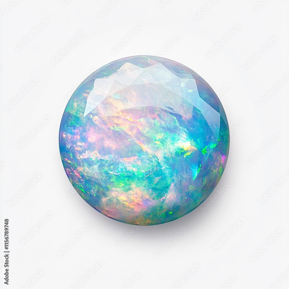 Round-Cut Opal Gemstone with Iridescent Colors Round-Cut Opal Gemstone with Iridescent Colors