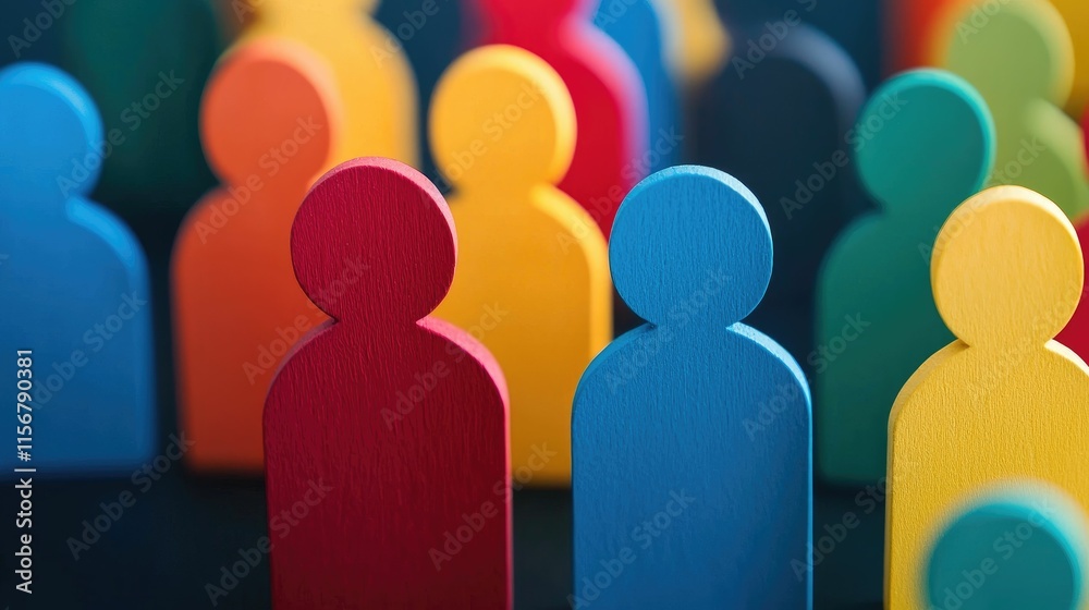 Colorful wooden figures representing diversity and inclusion. Colorful wooden figures representing diversity and inclusion.