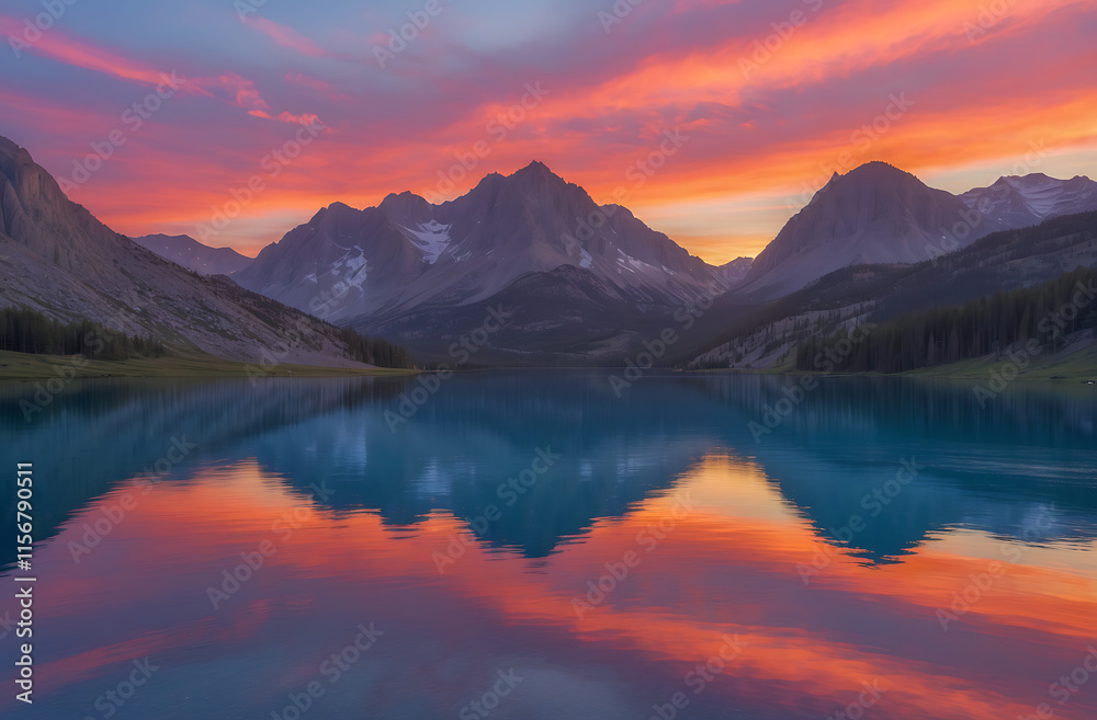 Silver Glance Lake and Wasatch Range at Sunset Silver Glance Lake and Wasatch Range at Sunset