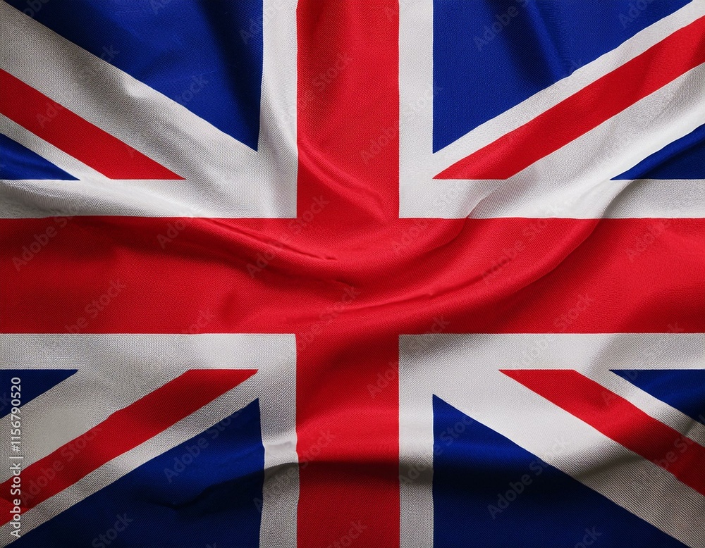 Fototapeta premium Close up full framed wave United Kingdom Union Jack fabric flag background.