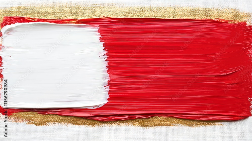 A close-up shot of a rough-textured abstract art painting in gold and red, made with oil, acrylic, and a palette knife on canvas, available as stock. A close-up shot of a rough-textured abstract art painting in gold and red, made with oil, acrylic, and a palette knife on canvas, available as stock.