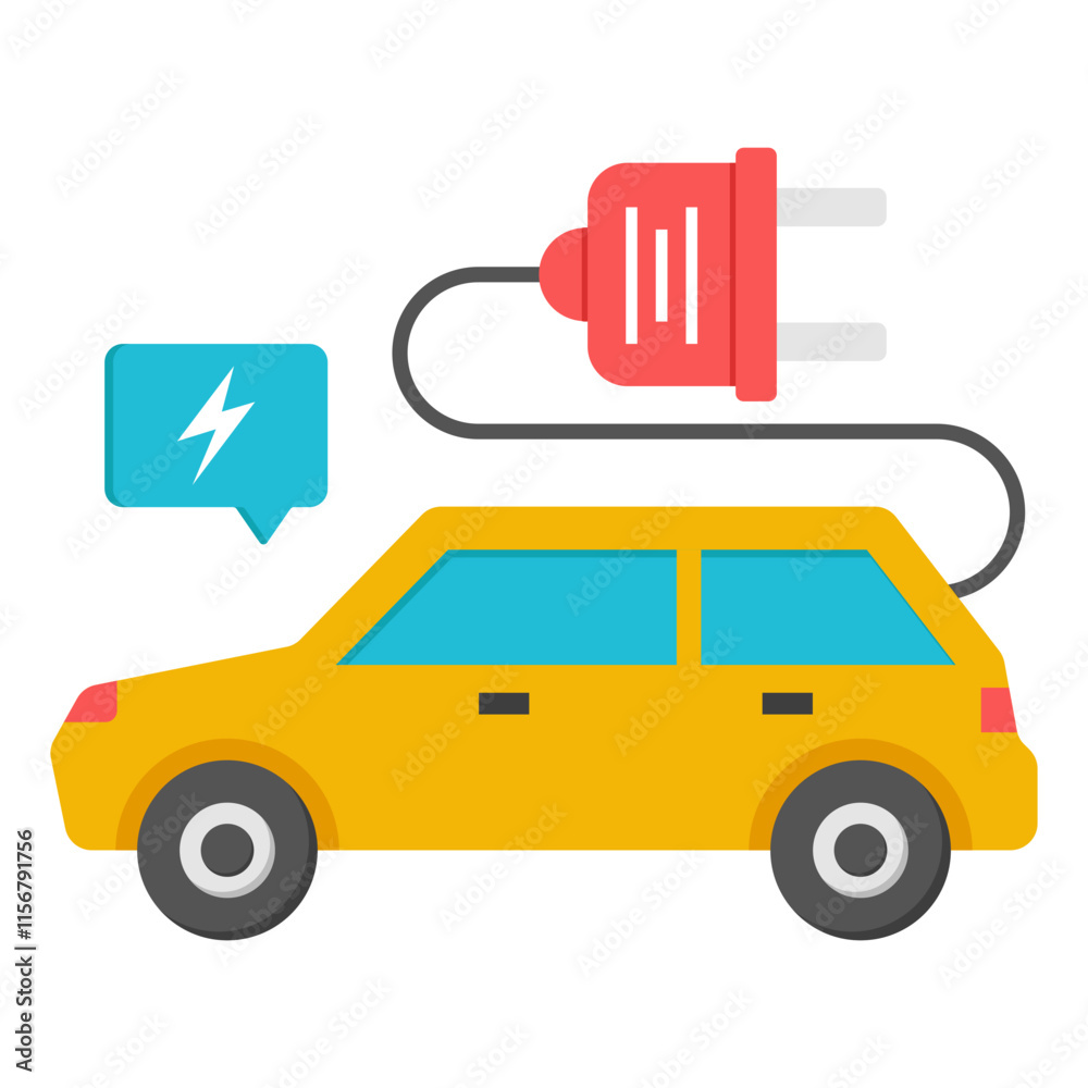 Naklejka premium An icon design of electric car charging