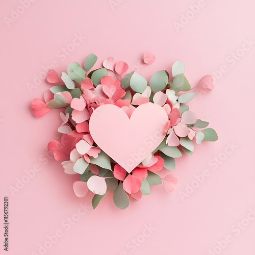Heart-shaped floral arrangement romantic setting decorative art soft color palette close-up love concept