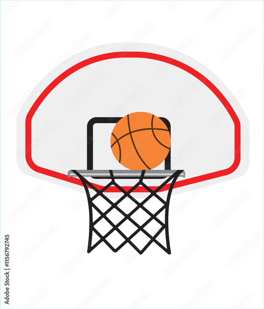 Basketball Hoop and Ball Vector Illustration. Basketball hand drawing vector. Basketball Hoop and Ball Vector Illustration. Basketball hand drawing vector.