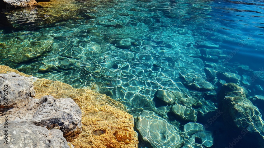 Crystal Clear Water Over Rocks - Stunning Coastal Scene Crystal Clear Water Over Rocks - Stunning Coastal Scene
