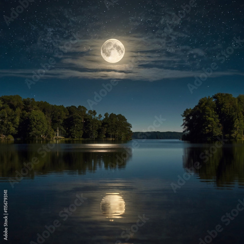 moon over lake