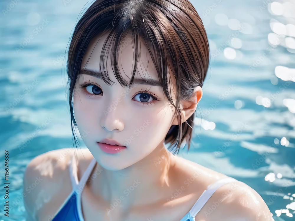woman, beach, summer, beauty, water, sea, glamour, pool, bikini, cosplay, japan, anime, manga woman, beach, summer, beauty, water, sea, glamour, pool, bikini, cosplay, japan, anime, manga