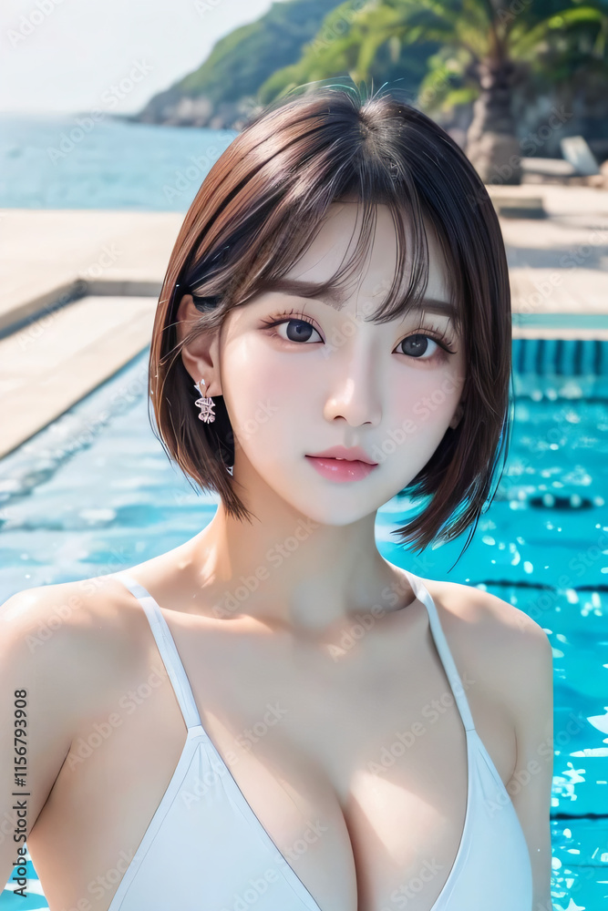 woman, beach, summer, beauty, water, sea, glamour, pool, bikini, cosplay, japan, anime, manga woman, beach, summer, beauty, water, sea, glamour, pool, bikini, cosplay, japan, anime, manga