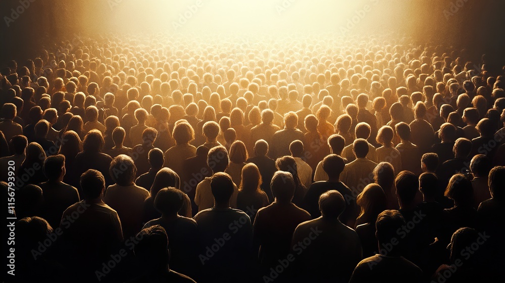 Obraz premium A Sea of Faces: A Captivating Crowd Illuminated