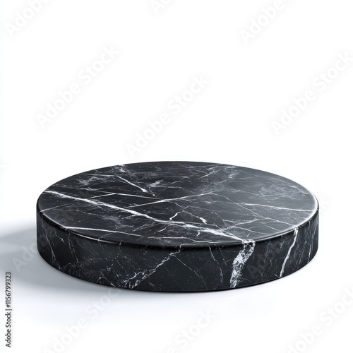 Elegant Black Marble Pedestal Display Stand on White Background for Product Showcase and Photography