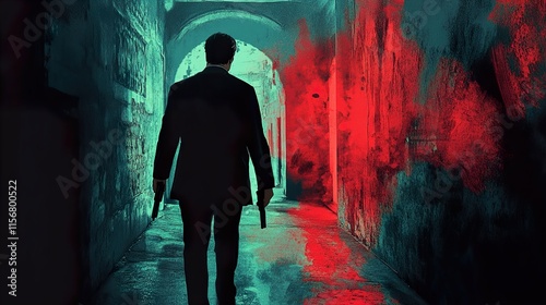 Mysterious Man Walking in a Dark Alley