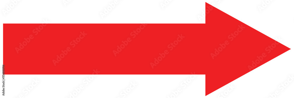Red long arrow icon isolated on white background. Long arrow vector, icon. Red horizontal arrow. Straight long arrow vector icon. Red long arrow icon isolated on white background. Long arrow vector, icon. Red horizontal arrow. Straight long arrow vector icon.