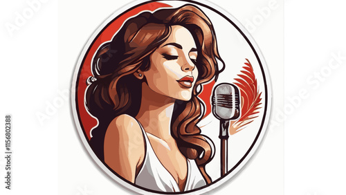 A woman is doing karaoke