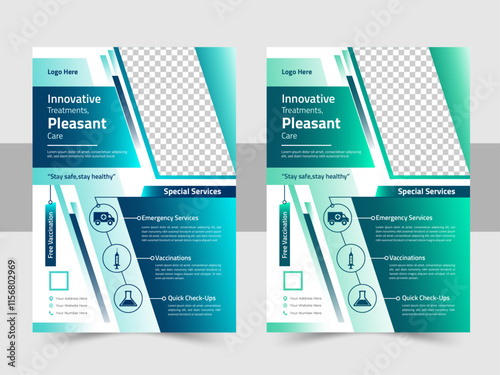 Modern Healthcare Flyer Template, Flyer Layout Design, A4 size vector file Design For Medical, Medical multipurpose flyer design template, medical brochure design