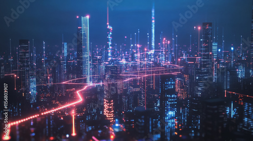 Wallpaper Mural Smart digital Innovation city with connection network reciprocity over the cityscape. of future smart wireless city and social media networking systems that connects business people with in city Torontodigital.ca