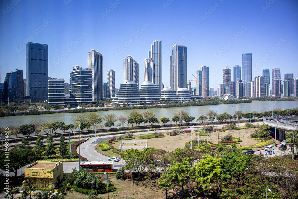 Obraz premium hengqin city skyline