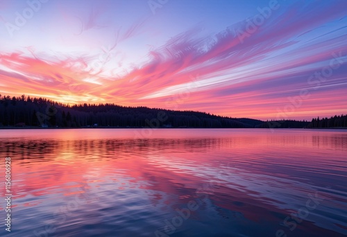 sunset over the lake