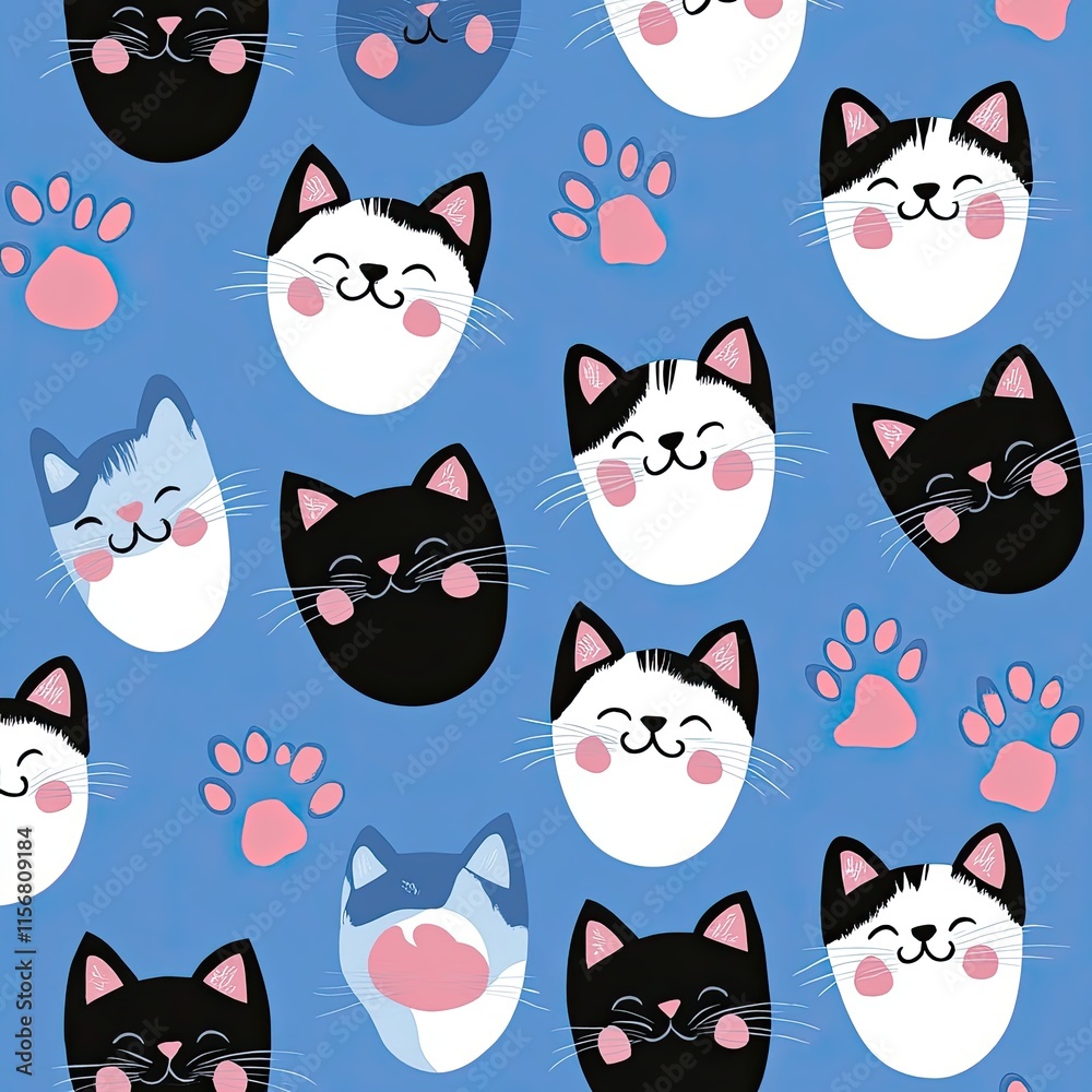 Cute Cat Seamless Pattern Cute Cat Seamless Pattern