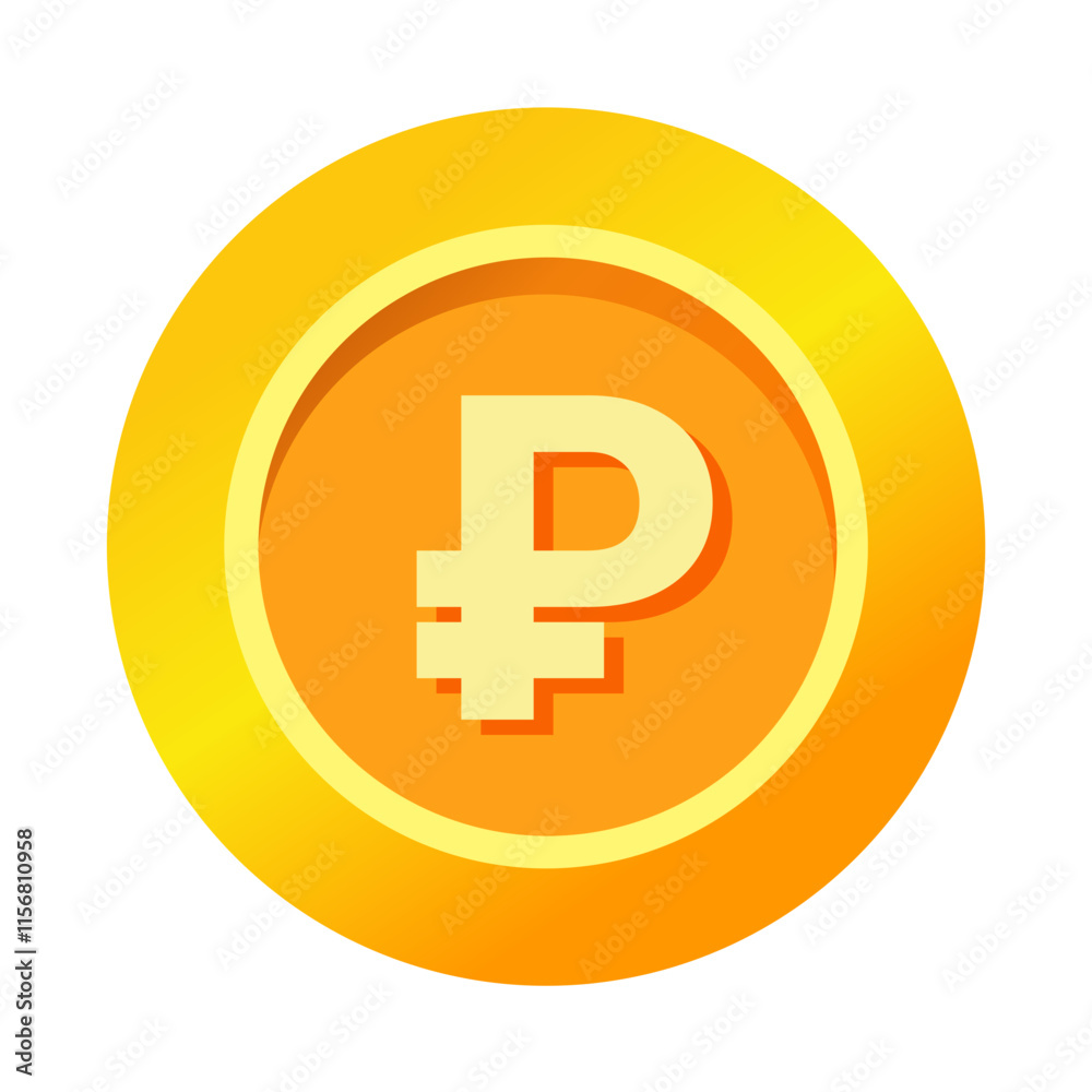 Russian Ruble RUB sign icon gold gradient vector illustration coin currency money circle flat Russian Ruble RUB sign icon gold gradient vector illustration coin currency money circle flat