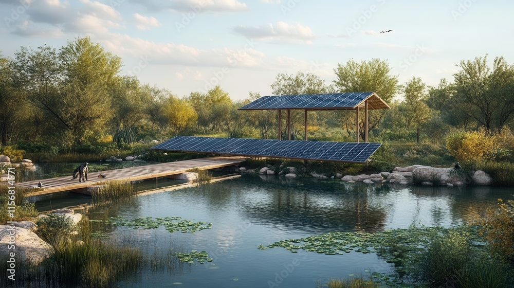 Fototapeta premium Solar-powered wildlife refuge.