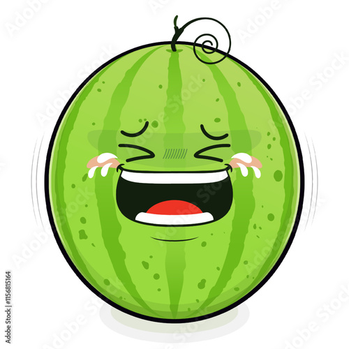 watermelon laughing face cartoon cute