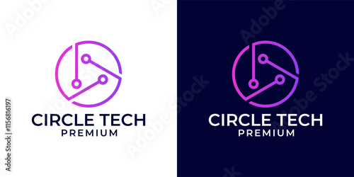 Triangle circuit board technology logo design. Data technology logo. Vector logo template of network, data, connection, circle, science, abstract, technology, AI, security, triangle, colorful, modern.