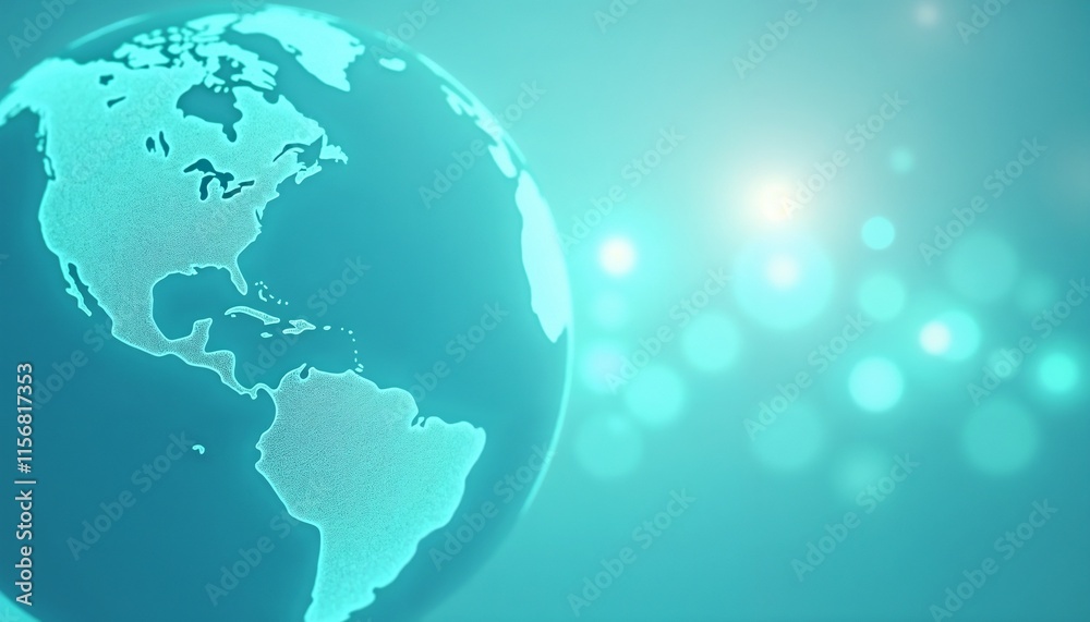 Abstract mint and blue globe with glowing outlines Abstract mint and blue globe with glowing outlines