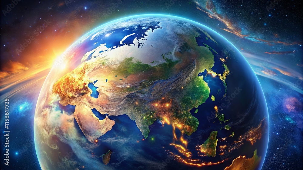 3D Rendered Planet Earth: High-Resolution Detailed Globe with Deep Depth of Field 3D Rendered Planet Earth: High-Resolution Detailed Globe with Deep Depth of Field