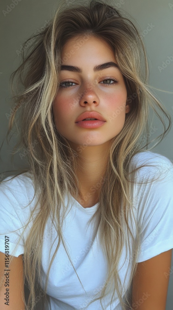 Naklejka premium Natural Beauty Portrait with Soft Lighting