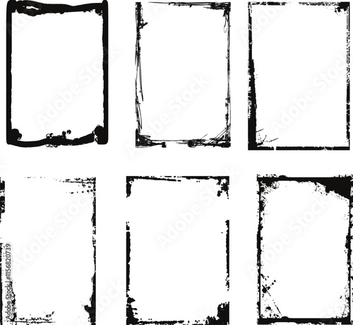 Vector grunge border set, grunge border brush, grunge border edge, square grunge border