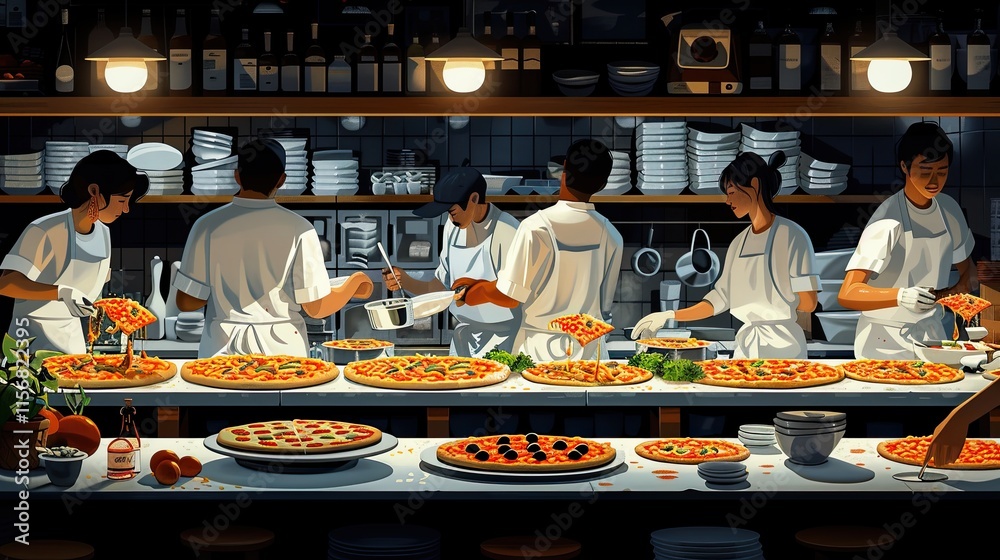 flat design, illustration, The One-of-a-Kind Pizza: A fun pizza-making competition flat design, illustration, The One-of-a-Kind Pizza: A fun pizza-making competition