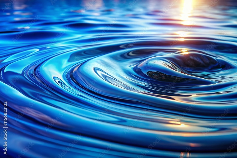 Abstract Blue Water Ripple Background - Generative AI Art