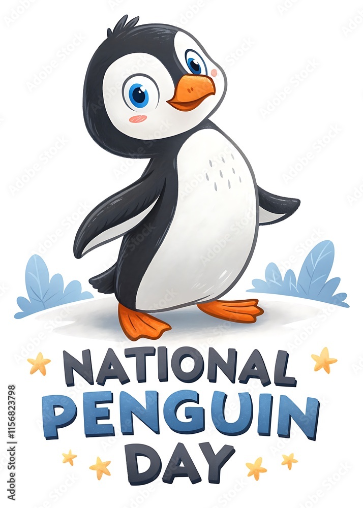 Obraz premium Penguin Awareness Day. Illustration Art. Poster, Banner, Post. Story. Penguin Awareness Day Poster 