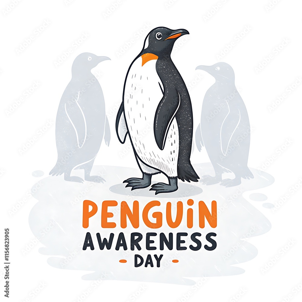 Obraz premium Penguin Awareness Day Illustration Art. Poster, Banner, Post. Story. 
