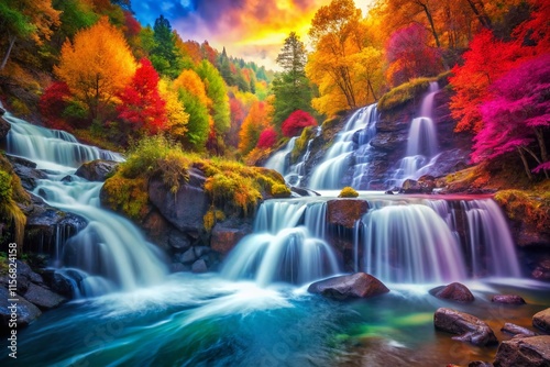 Abstract Colorful Cascade: Dynamic Spectrum Double Exposure