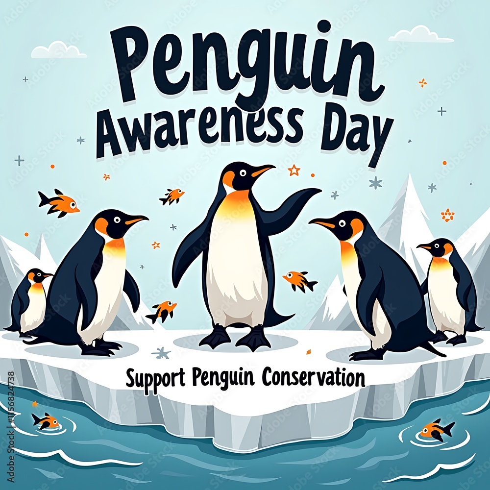 Obraz premium Penguin Awareness Day Illustration Art