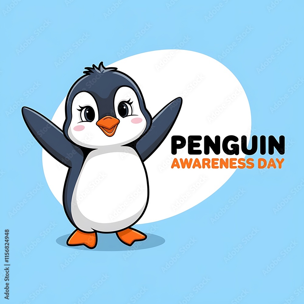 Fototapeta premium Penguin Awareness Day Illustration Art Protecting Penguin Habitats, Poster, Banner, Post.Story 