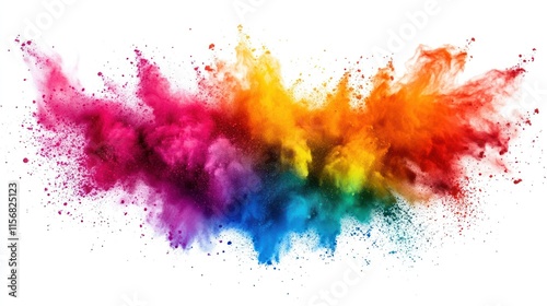 Wallpaper Mural Vibrant Rainbow Powder Explosion Against White Background Torontodigital.ca