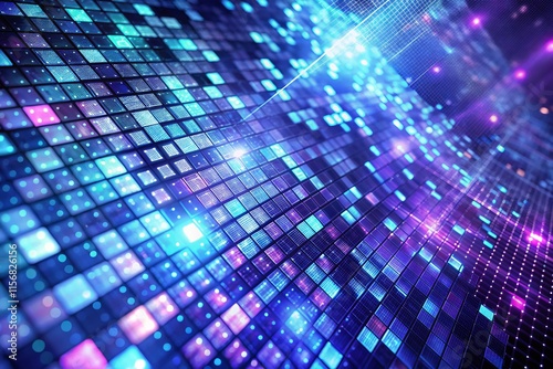 Wallpaper Mural Abstract Digital Infinite Background with Squares - Left Copy Space Torontodigital.ca